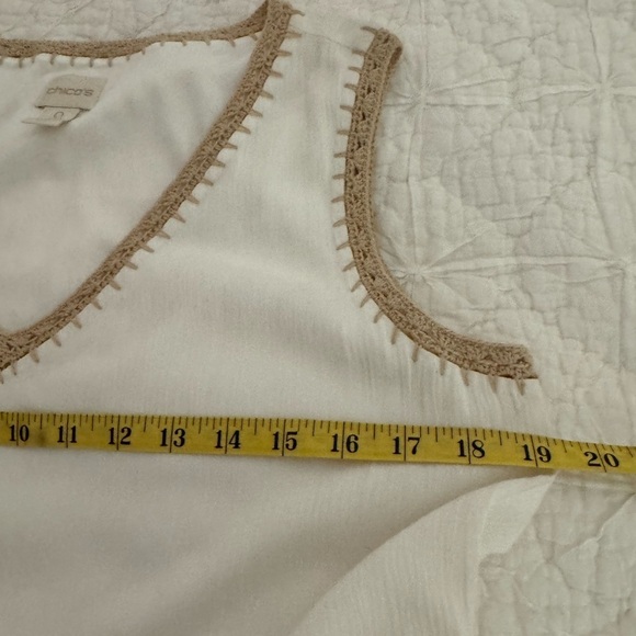Chico’s maxi dress. White w/crochet trim, lined skirt size 0 equivalent to Small - Picture 7 of 10